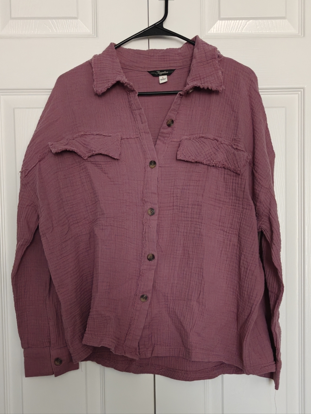 Supplies Textured Button-Up Shirt in Dusty Rose, Size L